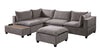Badewadi Light Gray Fabric 6pc Sectional with Storage Console