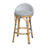 Donewadi Black White Outdoor Rattan Metal Low Back Counter Stool