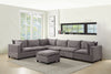 Badewadi Light Gray Fabric 7pc Sectional with Ottoman