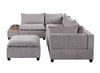 Badewadi Light Gray Fabric 6pc Sectional with Storage Console