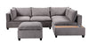 Badewadi Light Gray Fabric 6pc Sectional with Storage Console