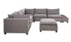 Badewadi Light Gray Fabric 7pc Sectional with USB Storage Console