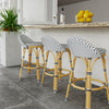 Donewadi Black White Outdoor Rattan Metal Low Back Counter Stool