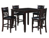 Majale Ebony PU 42 Inch Square 5pc Counter Height Set