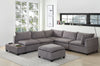Badewadi Light Gray Fabric 7pc Sectional with USB Storage Console