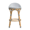 Donewadi Black White Outdoor Rattan Metal Low Back Counter Stool