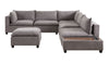 Badewadi Light Gray Fabric 7pc Sectional with USB Storage Console