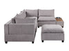 Badewadi Light Gray Fabric 6pc Sectional with Storage Console