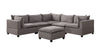 Badewadi Light Gray Fabric 6pc Sectional with Ottoman