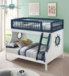 Ekondi Navy Blue White Twin Over Full Bunk Bed
