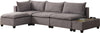 Badewadi Light Gray Fabric 5pc Sectional With Storage Console