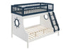 Ekondi Navy Blue White Twin Over Full Bunk Bed