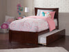 Longhe Walnut Twin Flat Panel Footboard and Twin Urban Trundle Platform Bed