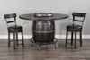 Alas Dark Brown 3pc Round Pub Table Set