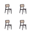 Hirawade 4 Black Nature Cane Square Dining Chairs