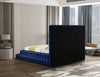 Ibrahimpur Navy Velvet Queen Bed