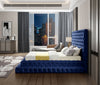 Ibrahimpur Navy Velvet Queen Bed