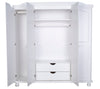 Panutre White 4 Door Wardrobe with 2 Drawer