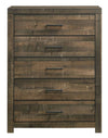 Alabadevi Walnut 5 Drawers Chest