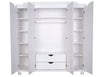 Panutre White 4 Door Wardrobe with 2 Drawer and 8 Small Shelf