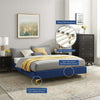 Koor Navy Velvet Queen Bed Frame