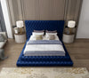 Ibrahimpur Navy Velvet Queen Bed