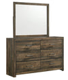 Alabadevi Walnut 6 Drawers Dresser and Mirror