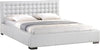 Banage White Faux Leather Queen Bed with Upholstered Headboard