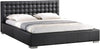 Banage Black Faux Leather Queen Bed with Upholstered Headboard