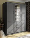 Chandewadi Gray 4 Shelf Wardrobe with Mirrored Door