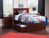 Kolindre Walnut Twin XL Bed with Flat Panel Foot Board and 2 Urban Drawers