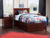 Kolindre Walnut Twin XL Bed with Flat Panel Foot Board and 2 Urban Drawers