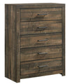 Alabadevi Walnut 5 Drawers Chest