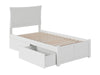 Longhe White Flat Panel Footboard and Two Urban Drawers Twin Bed