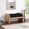 Aurnal Black Boucle Fabric Wood Bench