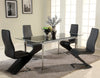 Black Dining Table Top Clear Glass 5pc Dining Room Set