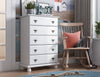 Panutre White 5 Drawer Chest