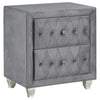 Dhabdhabewadi Grey Velvet 2pc Bedroom Set with Queen Bed