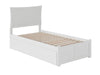 Longhe White Flat Panel Footboard and Two Urban Drawers Twin Bed