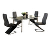 Black Dining Table Top Clear Glass 5pc Dining Room Set