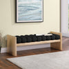 Aurnal Black Fabric Wood Bench