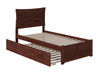Longhe Walnut Twin Flat Panel Footboard and Twin Urban Trundle Platform Bed