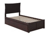 Longhe Espresso Flat Panel Footboard and Two Urban Drawers Twin XL Bed
