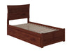 Longhe Walnut Twin Flat Panel Footboard and Twin Urban Trundle Platform Bed