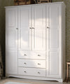 White Wardrobe With Metal Knobs With 8 Small And 3 Large Shelf