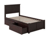 Kolindre Espresso Twin Bed with Flat Panel Foot Board and 2 Urban Drawers