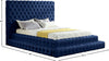 Ibrahimpur Navy Velvet Queen Bed