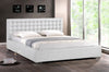 Banage White Faux Leather Queen Bed with Upholstered Headboard