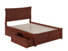 Longhe Walnut Flat Panel Footboard and Two Urban Drawers Full Bed