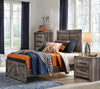 Kurkunde Gray Wood 2pc Bedroom Set With Twin Panel Bed